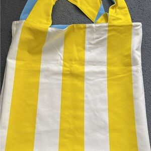 Striped Yellow and White Tote Bag